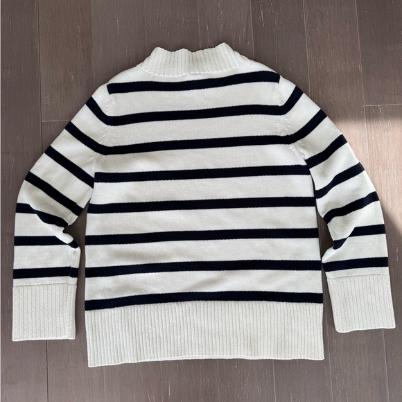 GAP Navy Blue & White Striped Turtleneck Chunky Sweater Nautical SZ L - Picture 7 of 10